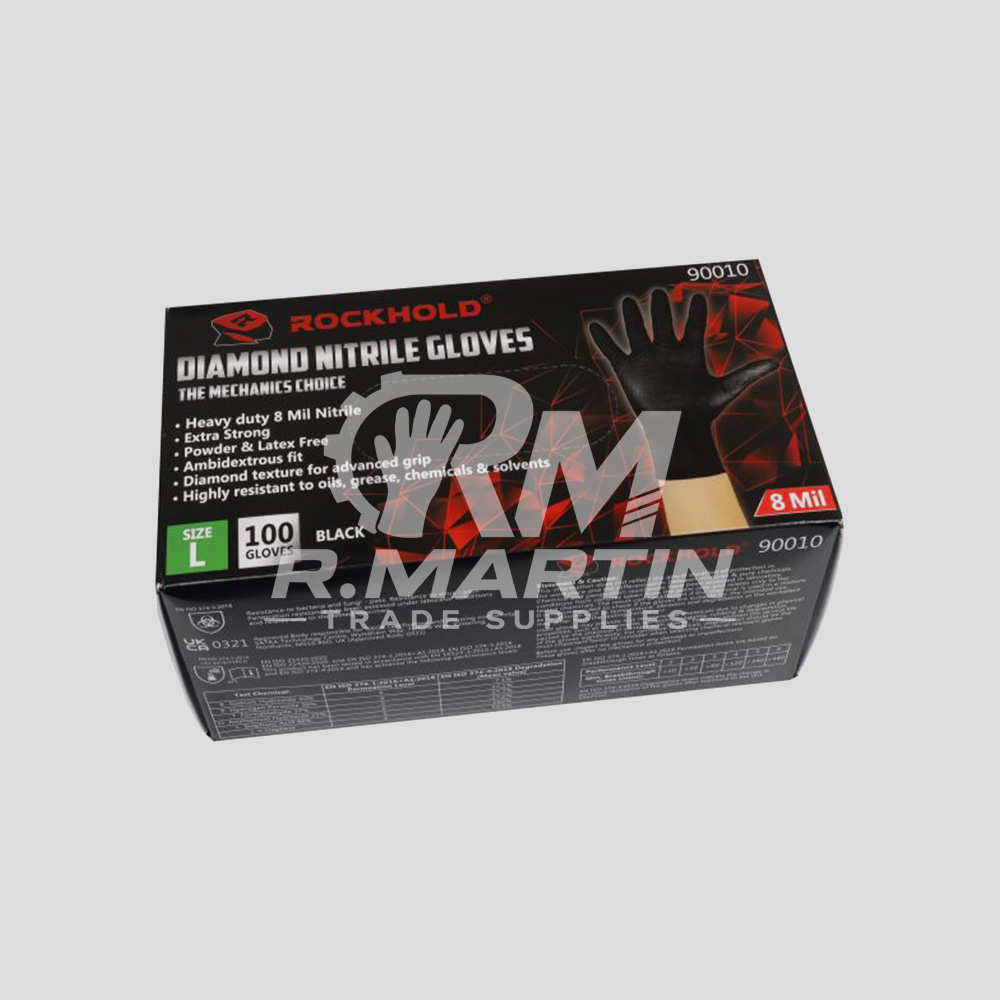 R Martin Trade Supplies - Black Nitrile Disposable Gloves